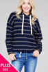 Stripe French Terry Hoodie w/ Drawstring - menochic